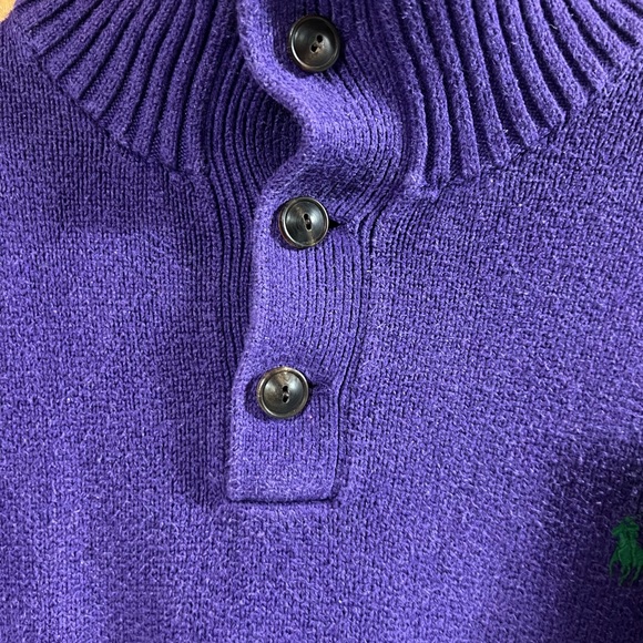 Polo Ralph Lauren Purple XL Turtleneck Sweater With Three Buttons - Picture 6 of 13